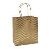 Sac cadeau kraft à chevrons dorés poignées torsadées 18 x 10 x 21 cm – Paquet de 20 - Sacs kraft à motifs