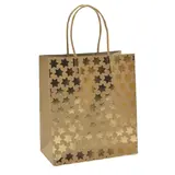 Sac cadeau kraft à étoiles dorées poignées torsadées 18 x 10 x 21 cm – Paquet de 20 - Sacs kraft à motifs
