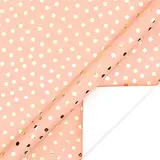 Papier cadeau couché pêche pois dorés à chaud 70 cm x 25 m 80 g/m² – le rouleau - Papiers cadeaux à effets