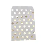 Pochettes cadeaux kraft blanc pois or dorure à chaud 16 x 23,5 cm 50 g/m²  - Paquet de 100 - Pochettes cadeaux à motifs
