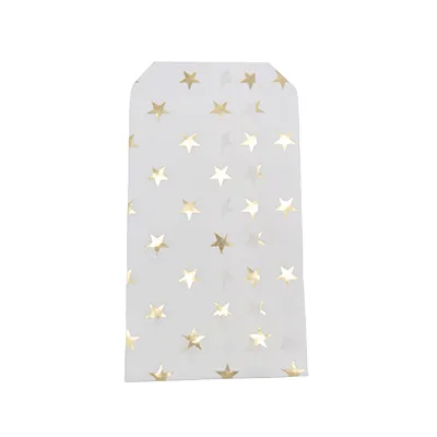 Pochettes cadeaux kraft blanc étoiles or dorure à chaud 10 x 15 cm 50 g/m² - Paquet de 100 - Pochettes cadeaux à motifs