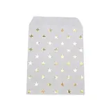 Pochettes cadeaux kraft blanc étoiles or dorure à chaud 16 x 23,5 cm 50 g/m² - Paquet de 100 - Pochettes cadeaux à motifs