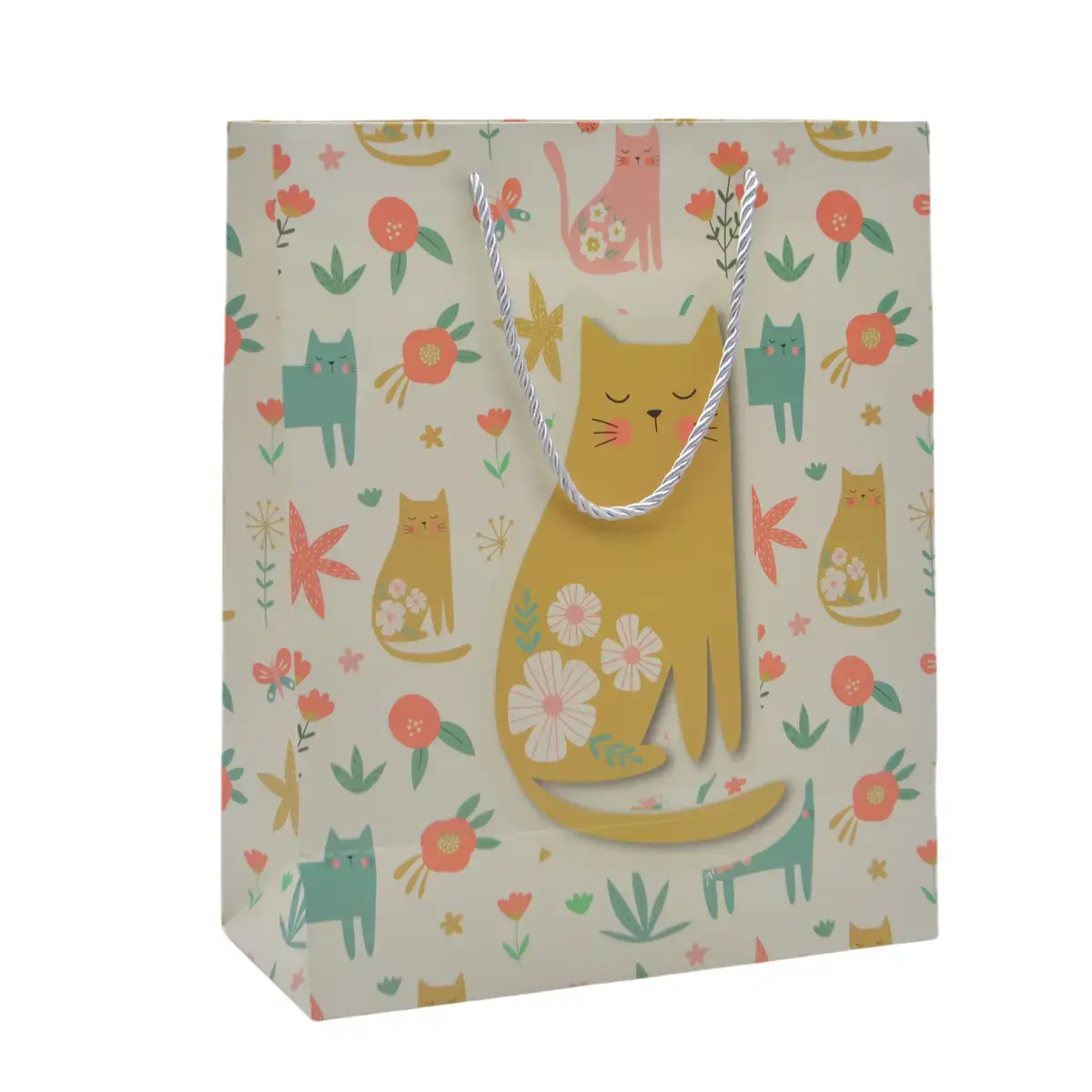 Sac papier motif chats 26x12x32 cm – Paquet de 20 - Sacs pelliculés à motifs