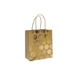 Sac cadeau kraft à pois dorés poignées torsadées 15 x 8 x 17 cm – Paquet de 20 - Sacs kraft à motifs