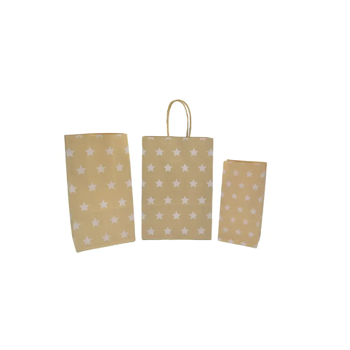 Sac SOS kraft brun à étoiles blanches 9+6x18cm 70g/m² – Paquet de 250 - Pochettes SOS kraft-2