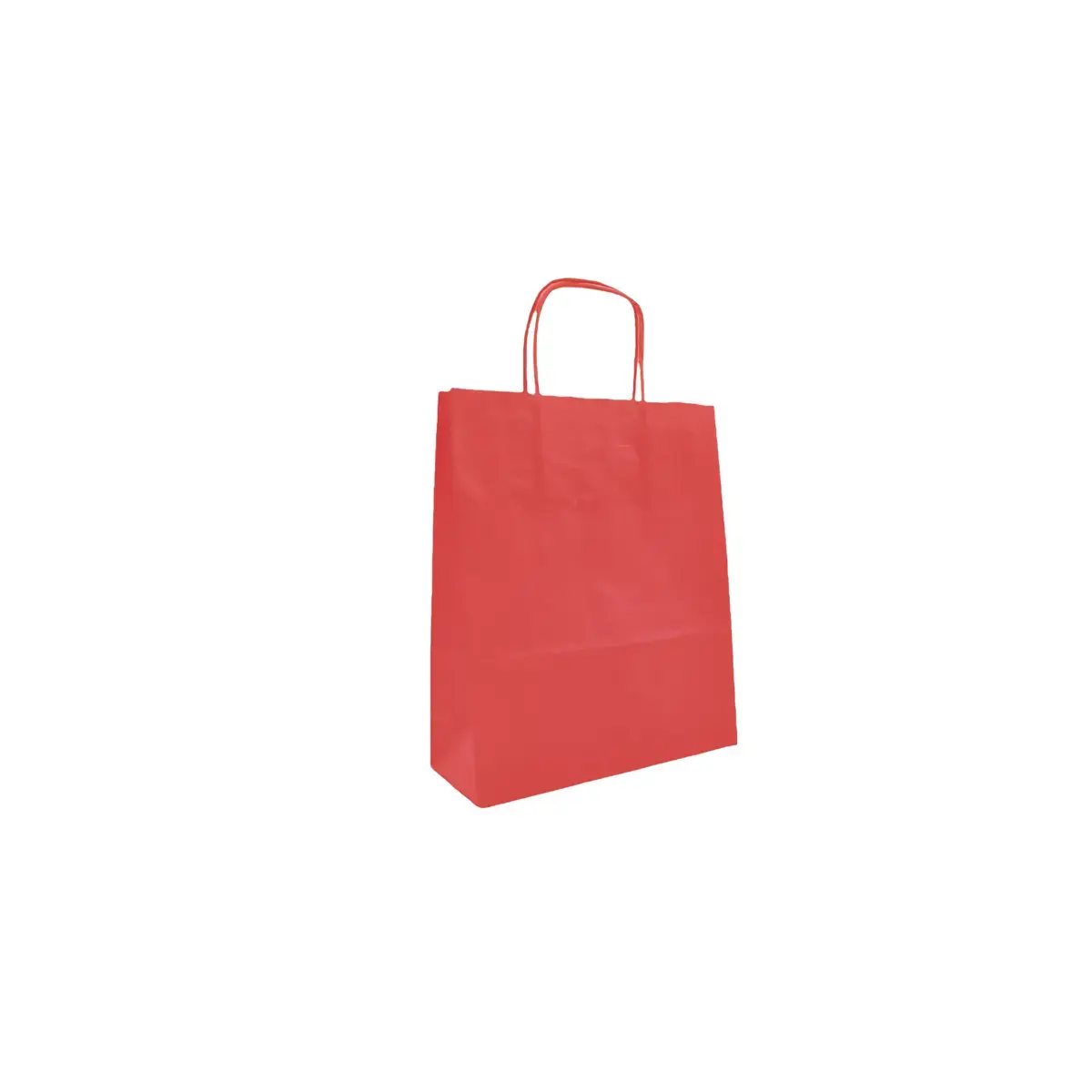 Sac kraft rouge poignées torsadées 19x8x24cm – Paquet de 50 - Sacs kraft couleur poignées torsadées