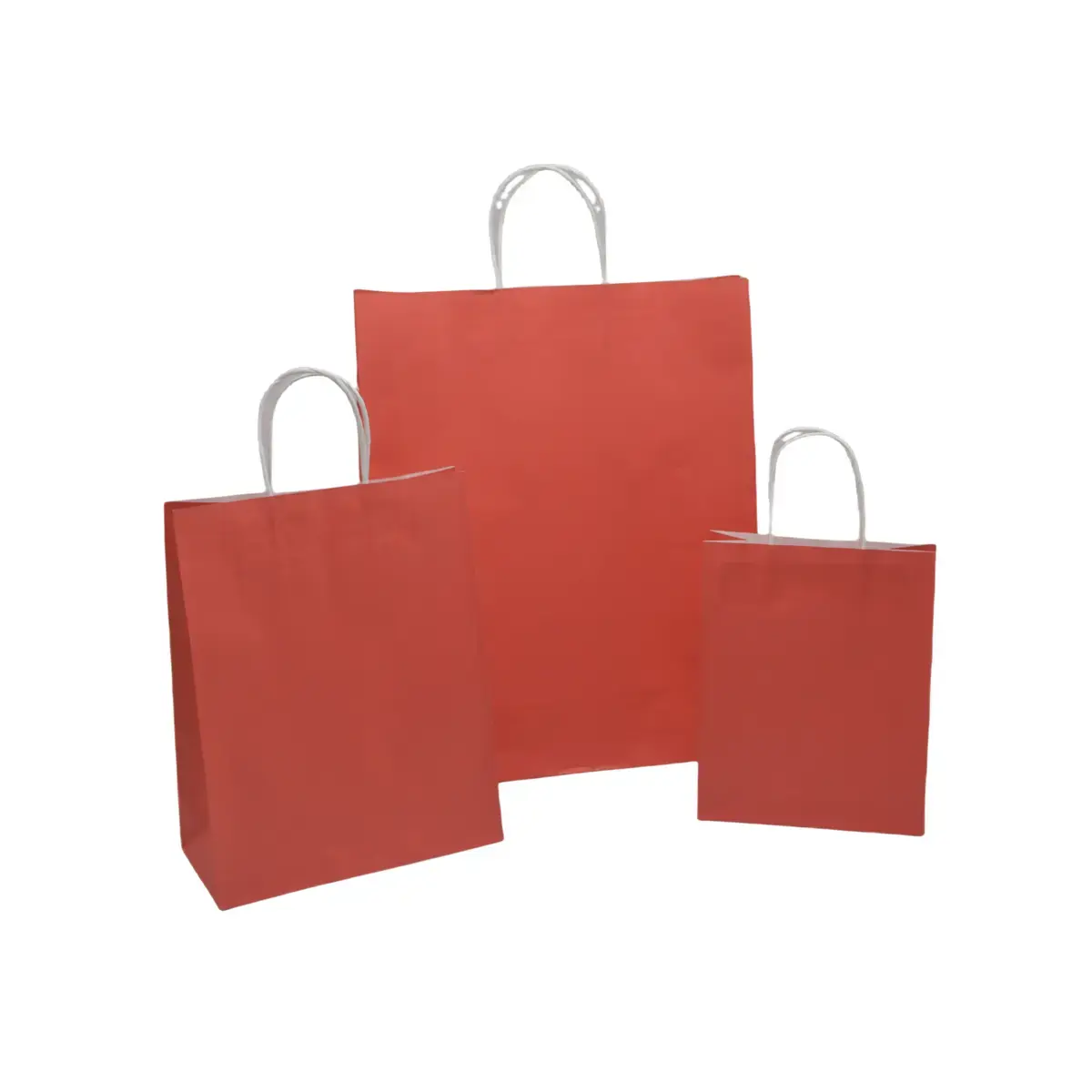 Sac kraft rouge poignées torsadées 24x12x31cm – Paquet de 50 - Sacs kraft couleur poignées torsadées-2