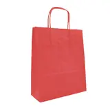 Sac kraft rouge poignées torsadées 35x14x44cm – Paquet de 50 - Sacs kraft couleur poignées torsadées