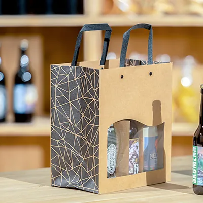 Sac kraft pour 6 bouteilles de bière 25 à 33 cl 15 + 15 x 26 cm, paquet de 10 - Mètres de bières, Emballages pour bouteilles de bières-3
