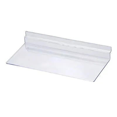Tablette plastique transparente pour panneau rainuré 24,8 x 10,5 x 2 cm, ép. 2,2 mm - Lot de 10 - Tablettes pour panneaux rainurés