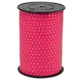 Bolduc rose fuchsia à pois 10 mm x 225 m polypropylène - Bolducs imprimés et à motifs