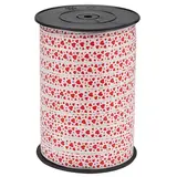 Bolduc blanc coeurs rouges Malo 10 mm x 225 m - Ruban cadeau - Bolducs imprimés et à motifs