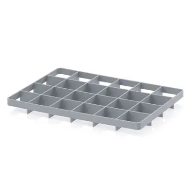 Séparateur pour bac Euro 24 compartiments 60 x 40 cm gris argenté - Bacs plastique à parois et fond pleins