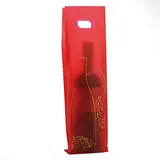 Sac bouteille plastique rouge / or Nomade Amazone 12 x 6 x 46 cm 50µ - Sac cadeau bouteille - 1 bouteille - Paquet de 50