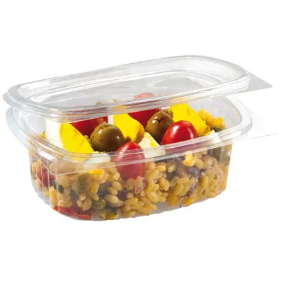 Barquette avec couvercle charnière 500 ml 15,2 x 12,5 x 5,7 cm - Barquette plastique - Lot de 50 - Barquettes plastique
