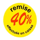 Pastille adhésive 'remise -40%' rond ø 50 mm, Jaune fluo - Sticker promo - Lot de 500 - Étiquettes adhésives Soldes, Étiquettes promotionnelles