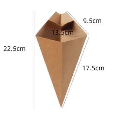 Cornet de frites carton kraft 13,5 x 22,5 cm - Pochette frites - Lot de 100 - Barquettes frites, Cornets frites-2