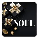 Étiquette cadeau adhésive NOËL Noir / Or 35 x 35 mm - Boîte de 500 - Étiquettes cadeaux adhésives