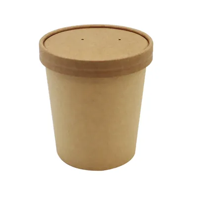 Pot à soupe carton kraft avec revêtement 470 ml ø 9,6 x ø 7,5 x 10 cm - Pot carton - Lot de 25 - Pots à soupe, Boîtes à pâtes-2