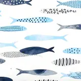 Papier cadeau Sardines - Papier cadeaux couchés à motifs