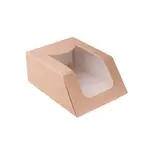 Boîte wrap carton avec fenêtre 9 x 5,1 x 12 cm - Boîte sandwich - Brun - Lot de 50 - Emballage snacking