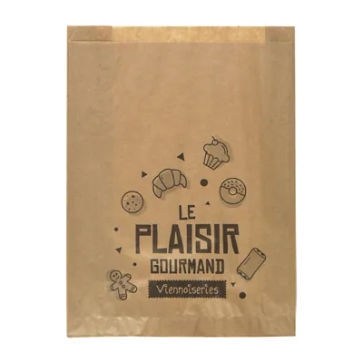 Sac croissant papier kraft brun 25 x 6,5 x 35 cm Le plaisir gourmand - Sachet viennoiserie - Lot de 1000 - Sacs croissants, Sachets viennoiseries