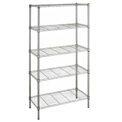 Étagère fil métal chromée 5 tablettes Chrom'x 90 x 45 x 200 cm - Rayonnage fil métal - Étagères magasins, Présentoirs bois