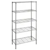 Étagère fil métal chromée 5 tablettes Chrom'x 90 x 45 x 200 cm - Rayonnage fil métal - Étagères magasins, Présentoirs bois
