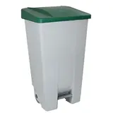 Poubelle à pédale 80 L plastique - Gris avec couvercle vert - Poubelles professionnelles