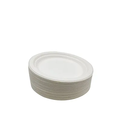 Assiette jetable ronde en fibre végétale biodégradable ø 17,2 cm - Blanc - Lot de 50 - Assiettes jetables, Assiettes plastique réutilisables