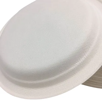 Assiette jetable ronde en fibre végétale biodégradable ø 17,2 cm - Blanc - Lot de 50 - Assiettes jetables, Assiettes plastique réutilisables-2