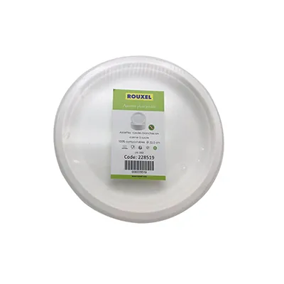 Assiette jetable ronde en fibre végétale biodégradable ø 22,5 cm - Blanc - Lot de 50 - Assiettes jetables, Assiettes plastique réutilisables-2