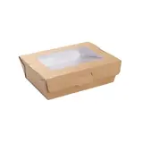 Boîte salade avec couvercle fenêtre 760 ml 16 x 12 x 5 cm carton kraft - Boîte salade à emporter - Lot de 50 - Boîtes salade, Bols salade