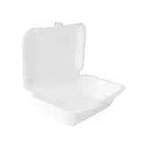 Boîte repas à emporter 655 ml fibre végétale - Boîte sandwich - Blanc - Lot de 50 - Emballage snacking