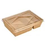 Boîte salade avec couvercle fenêtre 900 ml 17 x 13,5 x 4,5 cm carton kraft - Boîte salade à emporter - Lot de 50 - Boîtes salade, Bols salade