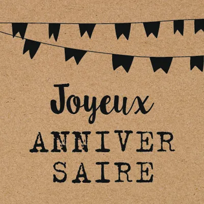 Étiquettes cadeaux adhésives Joyeux anniversaire Kraft brun 35 x 35 mm - Boîte de 500  - Étiquettes cadeaux adhésives