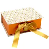 Boîtes kraft Art déco avec couvercle à rabat - blanc / cuivre - 16 x 11 x H 6 cm - Boites cadeaux carton pliables