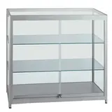 Vitrine comptoir aluminium et verre trempé 2 tablettes 90 x 50 x 94 cm - Vitrine d’exposition - Vitrines Aluminium