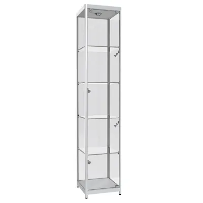 Vitrine colonne aluminium verre sécurisé avec éclairage 4 tablettes 40 x 40 x 198 cm – Vitrine d’exposition - Vitrines Aluminium