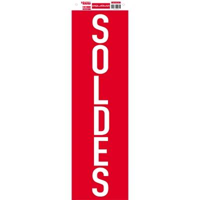 Affiche Soldes verticale rouge / blanc 25 x 84 cm - Affiche Soldes magasin - Affiches Soldes, Panneau soldes