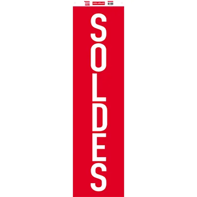Affiche Soldes verticale rouge / blanc 40 x 154 cm - Affiche Soldes magasin - Affiches Soldes, Panneaux soldes