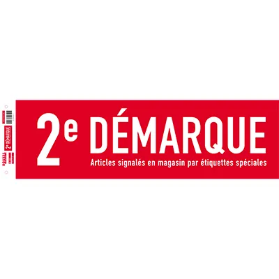 Affiche Soldes 2ème démarque horizontale rouge / blanc 80 x 25 cm 170g/m² - Affiches démarques