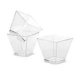 Verrine carrée plastique 58 ml 5 x 5 x 4,5 cm - Verrine pyrmaide - Verrine transparente - Lot de 50 - Pots à sauce, Verrines jetables