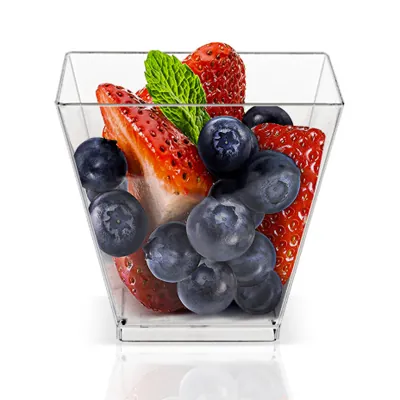 Verrine carrée plastique 58 ml 5 x 5 x 4,5 cm - Verrine pyrmaide - Verrine transparente - Lot de 50 - Pots à sauce, Verrines jetables-2