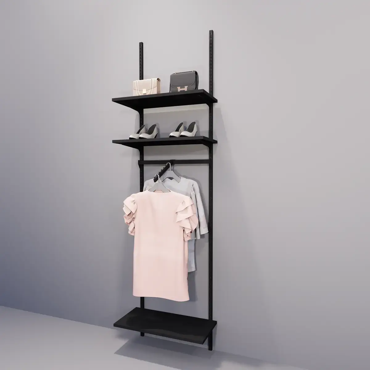 Consoles droites pour tablettes bois ou verre - Ligne Square 25 noir-5