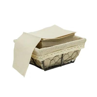Corbeille métal carrée marron avec tissu beige 14 x 14 x 7 cm - Corbeilles métal-2
