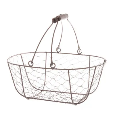 Panier métal ovale marron avec 1 anse 30 x 21 x 12 cm - Paniers à garnir