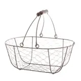 Panier métal ovale marron avec 1 anse 30 x 21 x 12 cm - Paniers à garnir