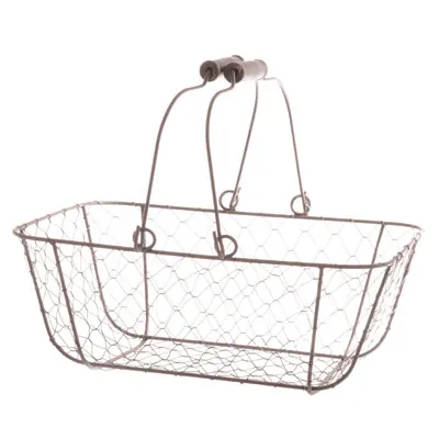 Panier métal rectangulaire marron avec 2 anses 30 x 21 x 12 cm - Paniers à garnir