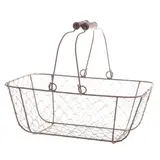 Panier métal rectangulaire marron avec 2 anses 30 x 21 x 12 cm - Paniers à garnir